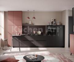 Cuisine Moderne chic CALGARY Chêne Velours Noir et SCALA Amarante