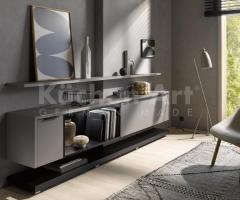 Buffet moderne en chêne velouté grège avec étagère ouverte