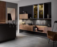 Buffet flottant contemporain en bois noyer élégant