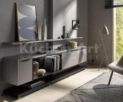 Buffet Gris-Beige en Chêne Velouté : Élégance Minimaliste et Éclairage Intégré