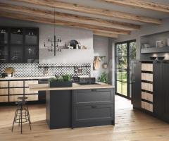 Cuisine en bois véritable noir | Élégance contrastée & chaleur naturelle