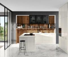 Cuisine GRANADA blanc | Brillance moderne & naturel structuré