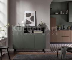Buffet moderne vert olive | Rangement design sur pieds métal noir