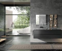 Salle de bains italienne naturelle – Design épuré minérale et vasque suspendu