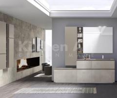 Salle de bains contemporaine avec vasque effet bois & emubles sans poignée