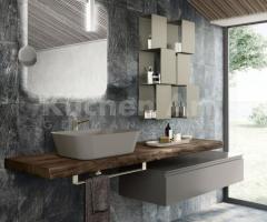Salle de bains contemporaine en Rovere Corteccia avec vasque posé en Cube